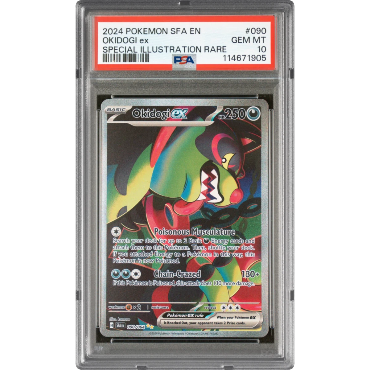 2024 Pokémon Sfa EN-Shrouded Fable #090 Okidogi EX - Holo Special Illustration Rare (PSA 10 GEM MINT)