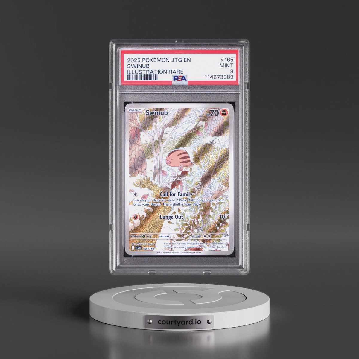2025 Pokémon Jtg EN-Journey Together #165 Swinub - Illustration Rare (PSA 9 MINT)