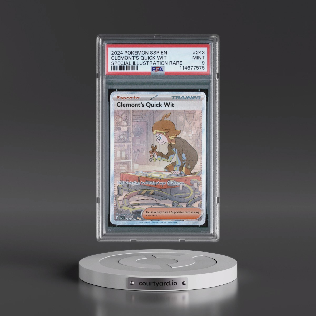2024 Pokémon Ssp EN-Surging Sparks #243 Clemont's Quick Wit - Special Illustration Rare (PSA 9 MINT)