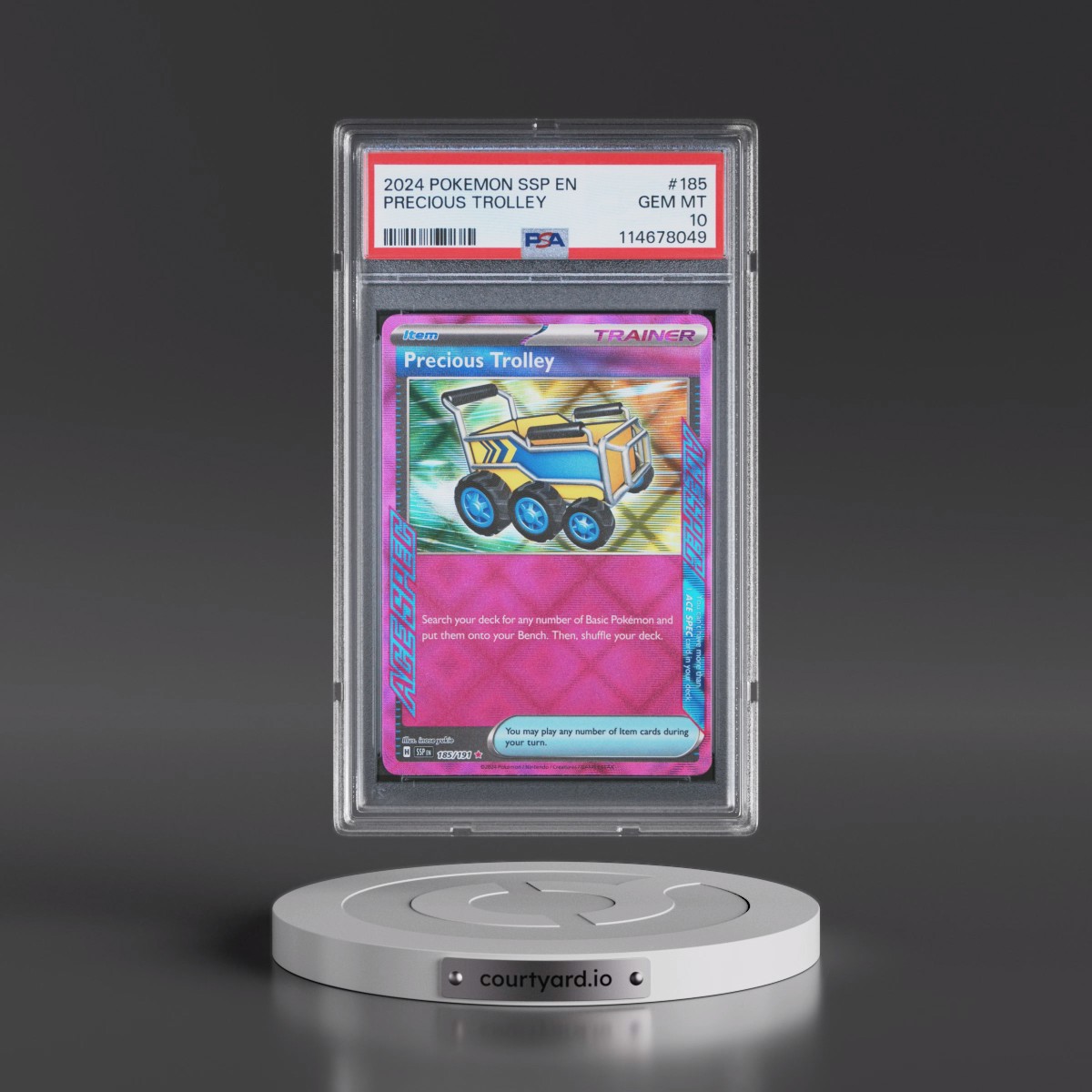 2024 Pokémon Ssp EN-Surging Sparks #185 Precious Trolley (PSA 10 GEM MINT)