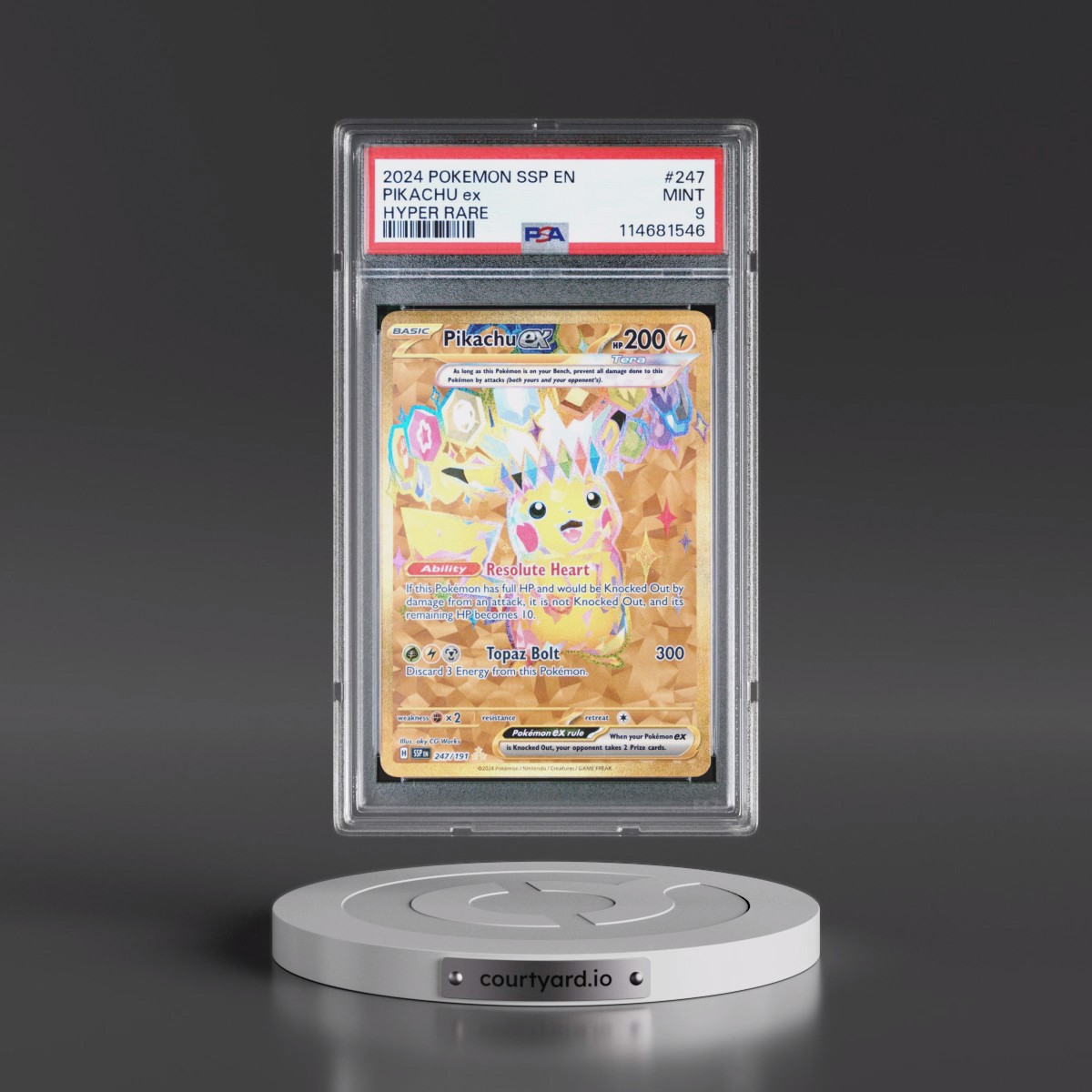 2024 Pokémon Ssp EN-Surging Sparks #247 Pikachu EX - Holo Hyper Rare (PSA 9 MINT)