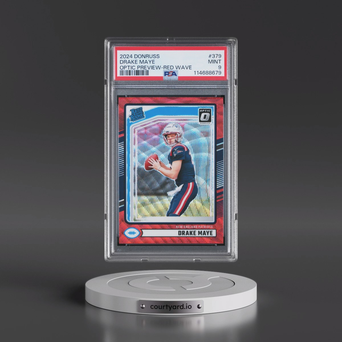 2024 Panini Donruss #379 Drake Maye - Optic Preview-Red Wave (PSA 9 MINT)