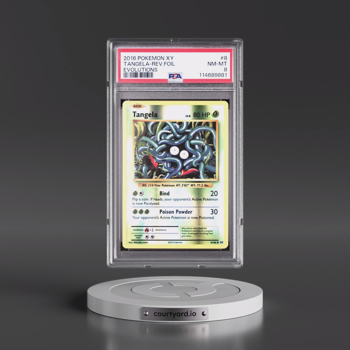 2016 Pokémon XY Evolutions #8 Tangela - Reverse Foil (PSA 8 NM-MT)