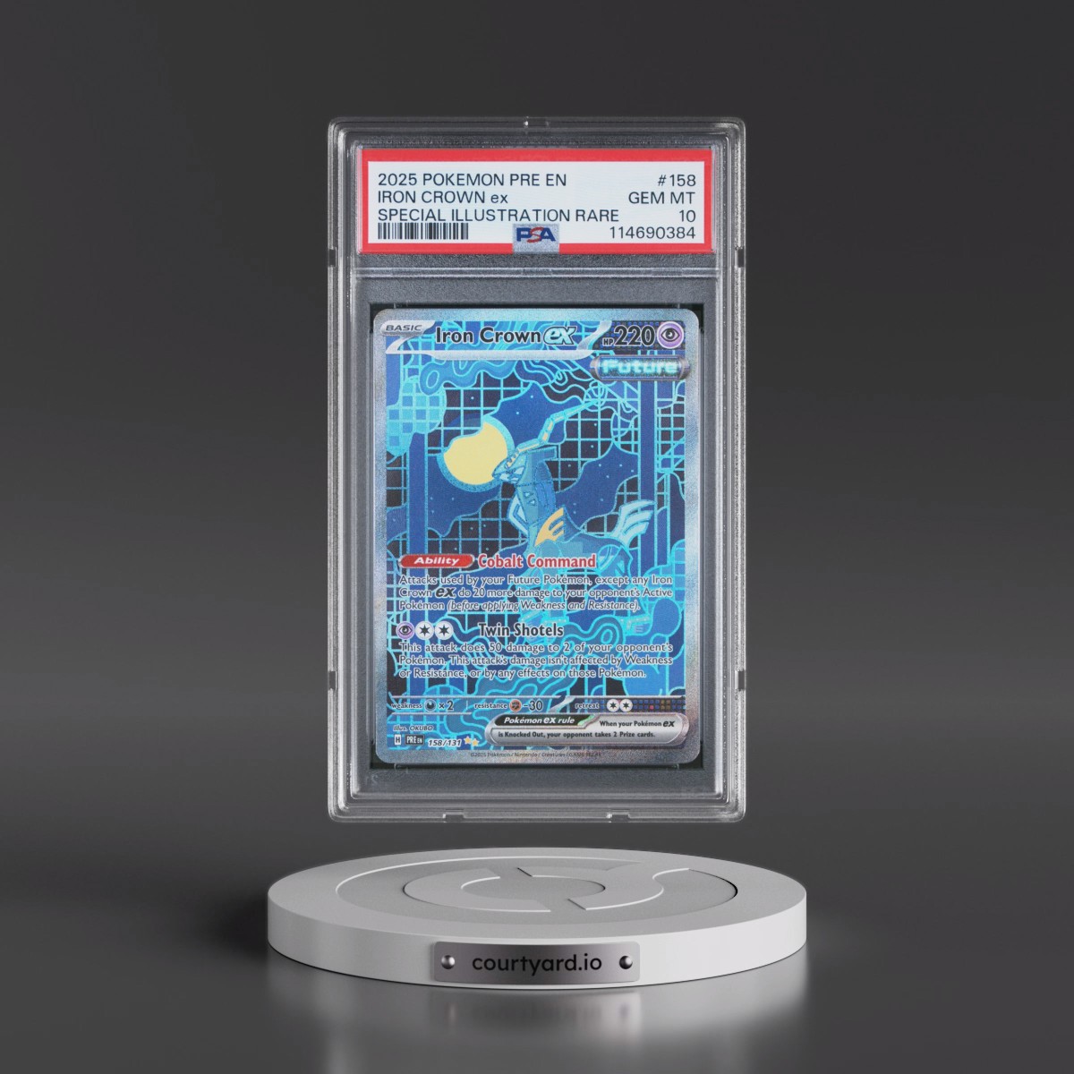 2025 Pokémon Pre EN-Prismatic Evolutions #158 Iron Crown EX - Holo Special Illustration Rare (PSA 10 GEM MINT)