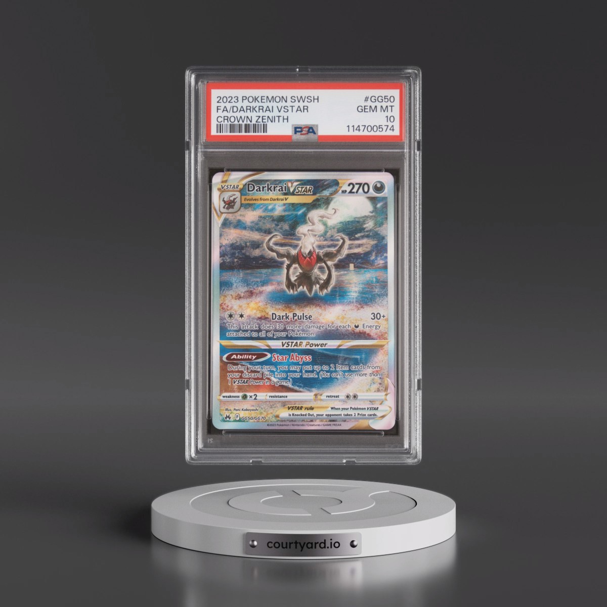 2023 Pokémon Sword and Shield Crown Zenith #GG50 Darkrai Vstar - Full Art (PSA 10 GEM MINT)