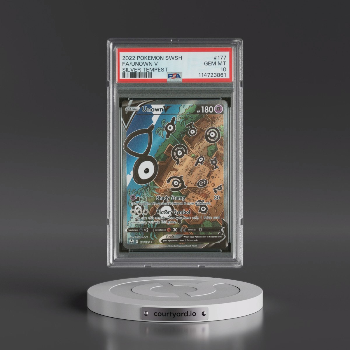 2022 Pokémon Sword & Shield Silver Tempest #177 Unown V - Holo Full Art (PSA 10 GEM MINT)