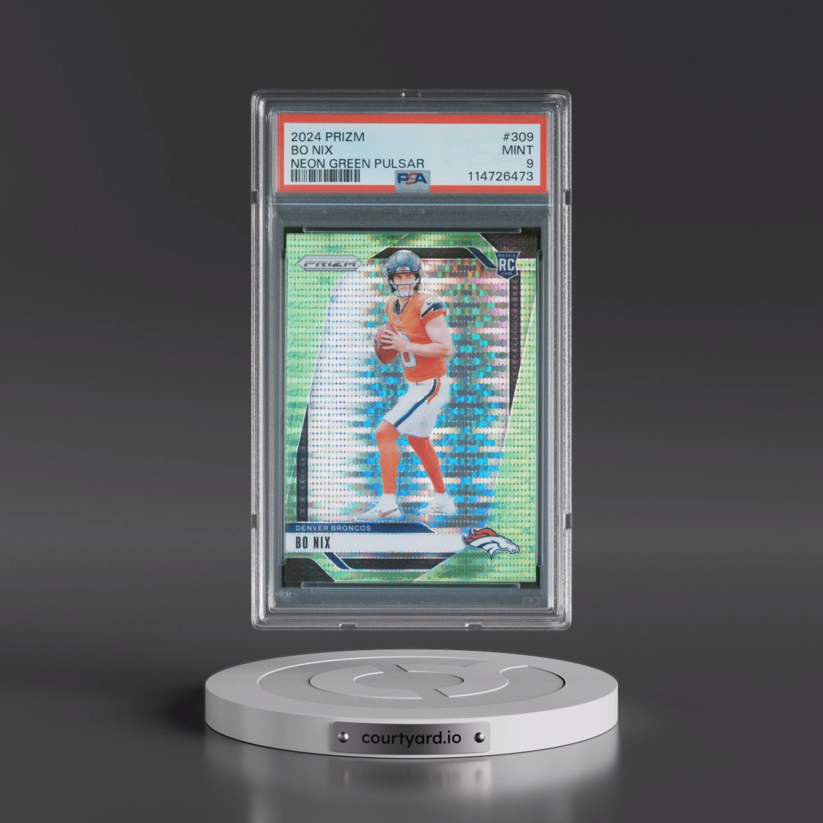 2024 Panini Prizm Bo Nix - Neon Green Pulsar #309 PSA 9