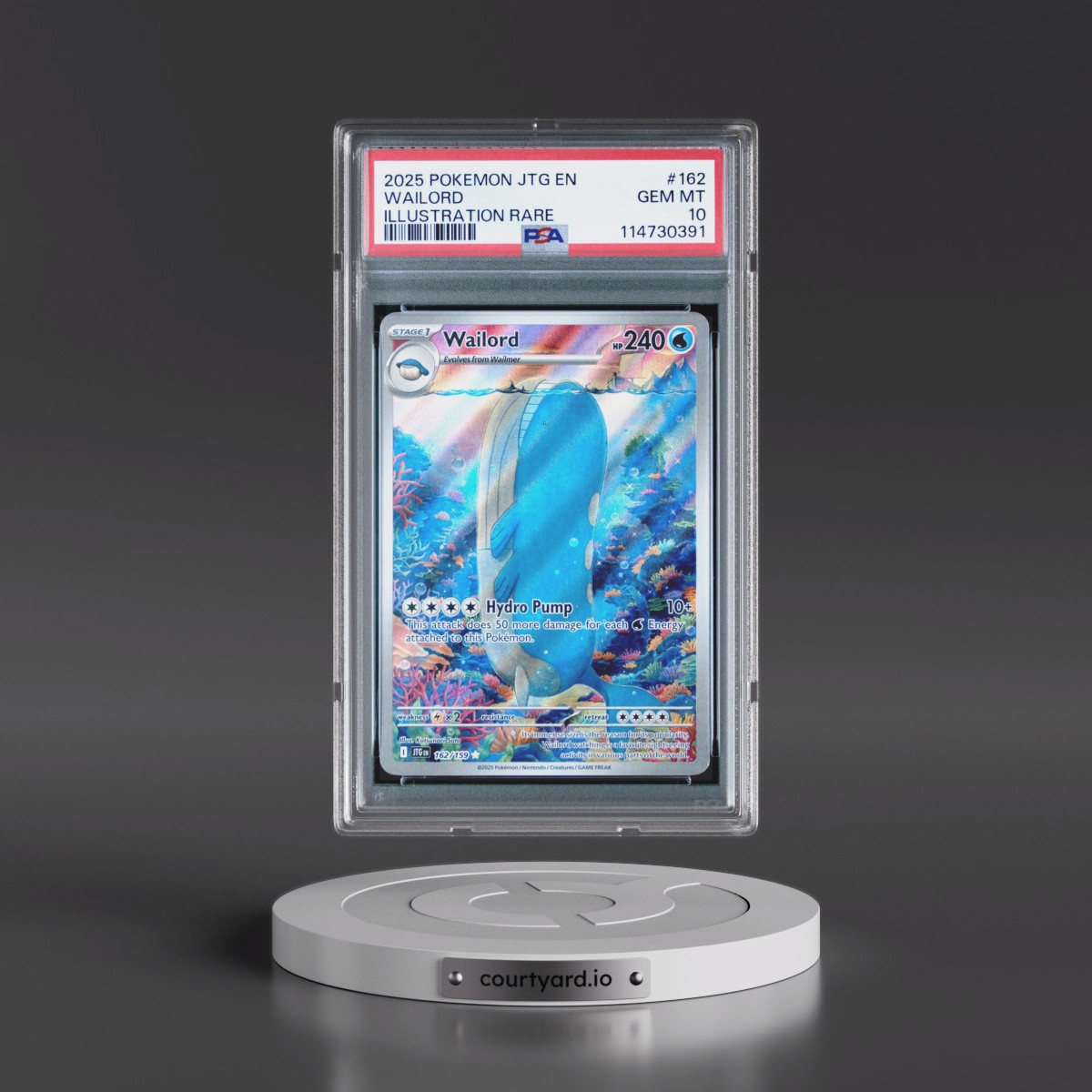 2025 Pokémon Jtg EN-Journey Together #162 Wailord - Illustration Rare (PSA 10 GEM MINT)