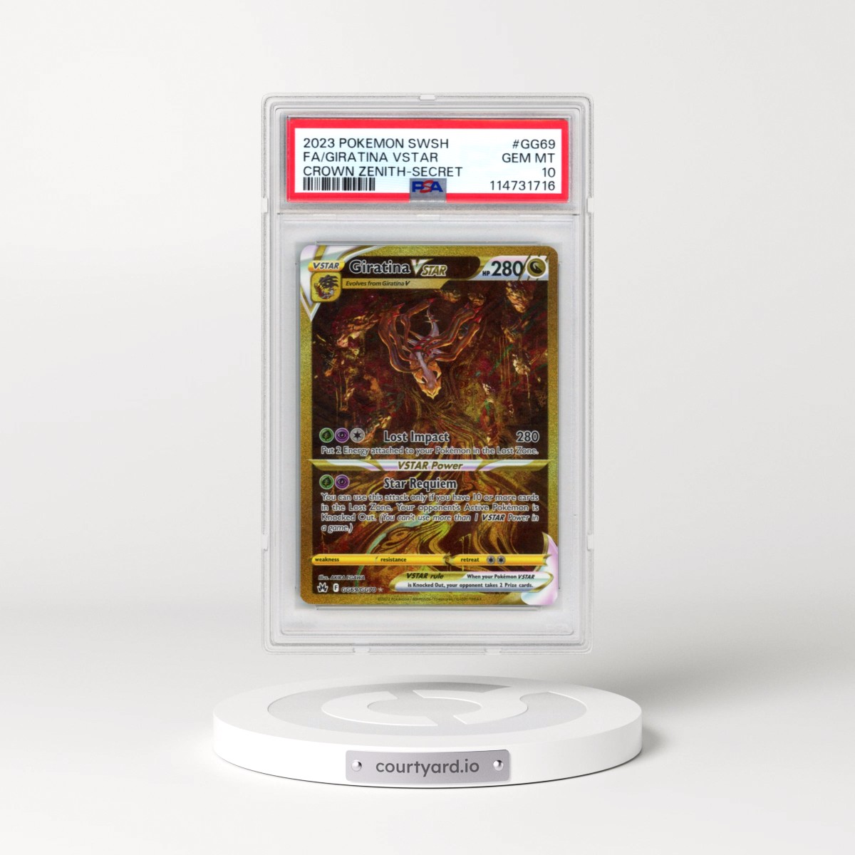 2023 Pokémon Sword and Shield Crown Zenith #GG69 Giratina Vstar - Full Art Secret (PSA 10 GEM MINT)