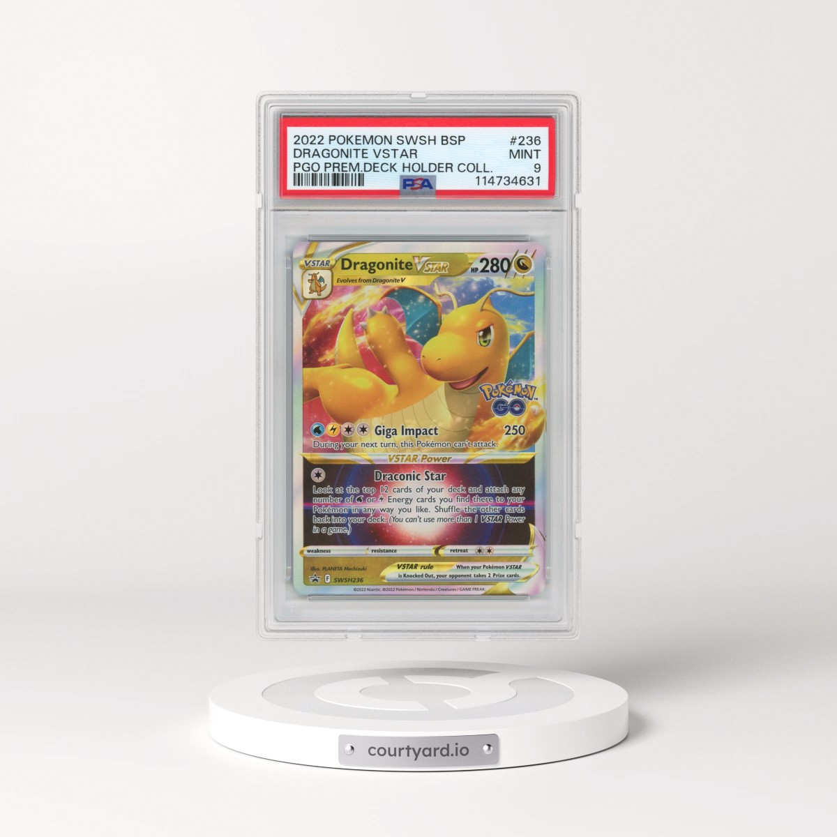 2022 Pokémon Swsh Black Star Promo #236 Dragonite Vstar - Pokemon Go Premier Deck Holder Collection (PSA 9 MINT)