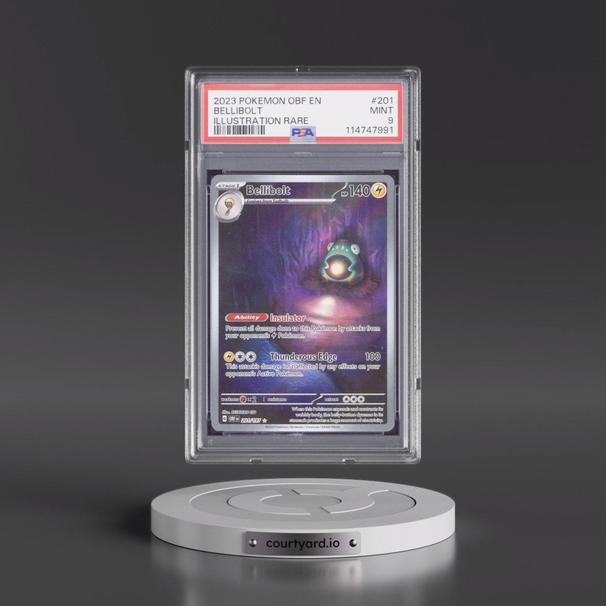 2023 Pokémon Obf EN-Obsidian Flames #201 Bellibolt - Illustration Rare (PSA 9 MINT)