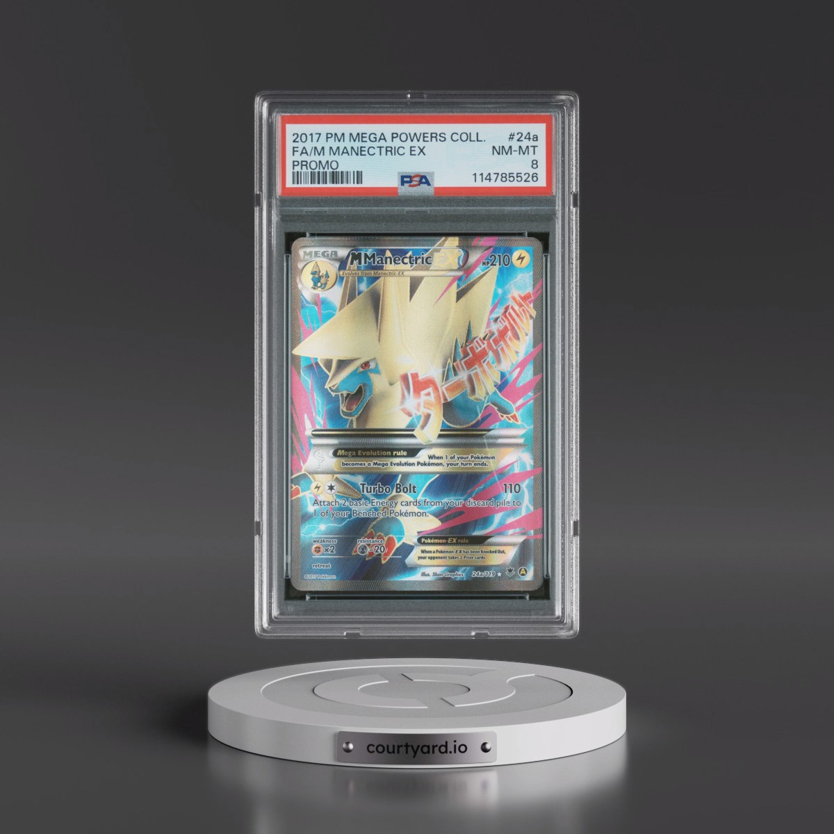 2017 Pokémon Mega Powers Collection Promo #24a M Manectric EX - Holo Full Art (PSA 8 NM-MT)
