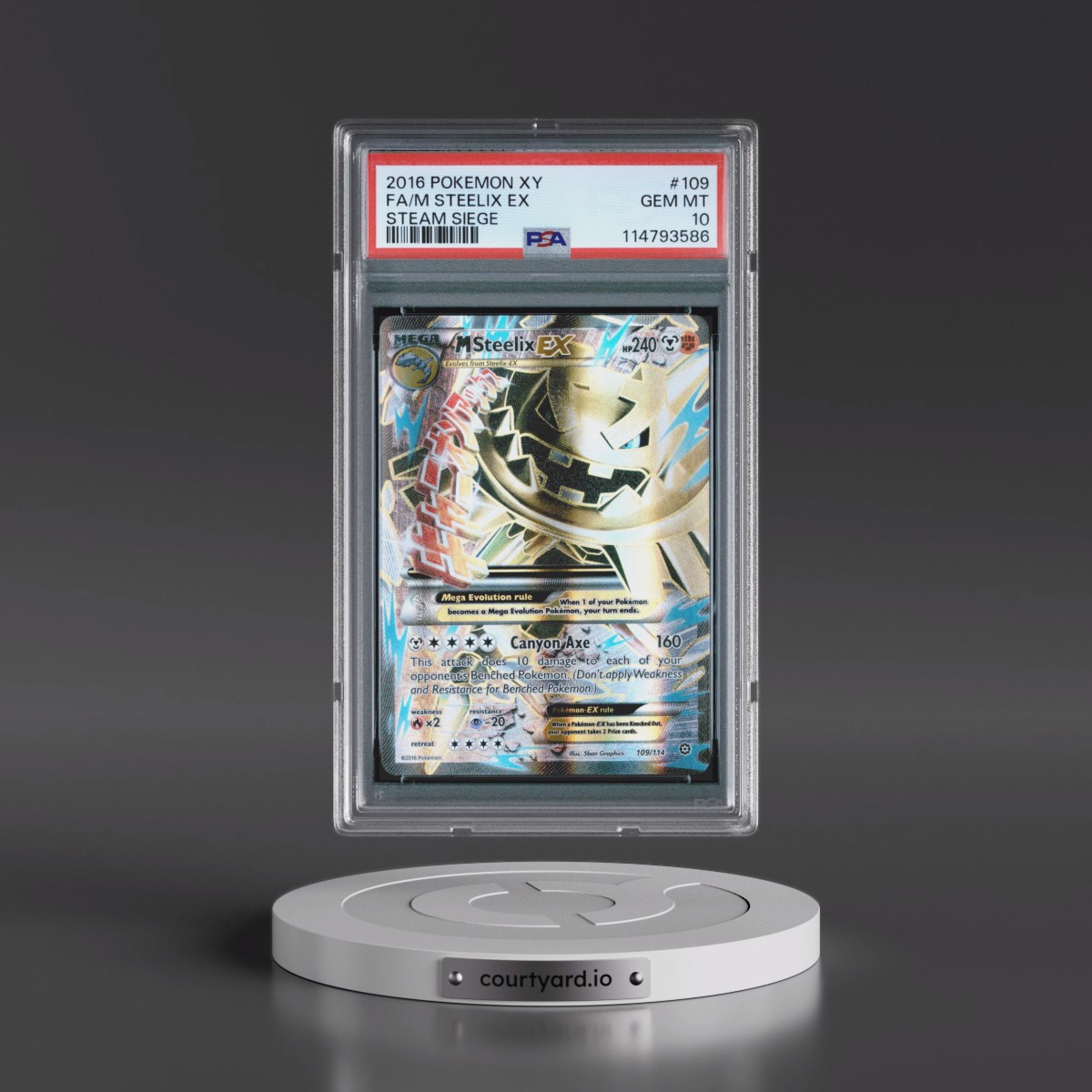 2016 Pokémon XY Steam Siege #109 M Steelix EX - Holo Full Art (PSA 10 GEM MINT)