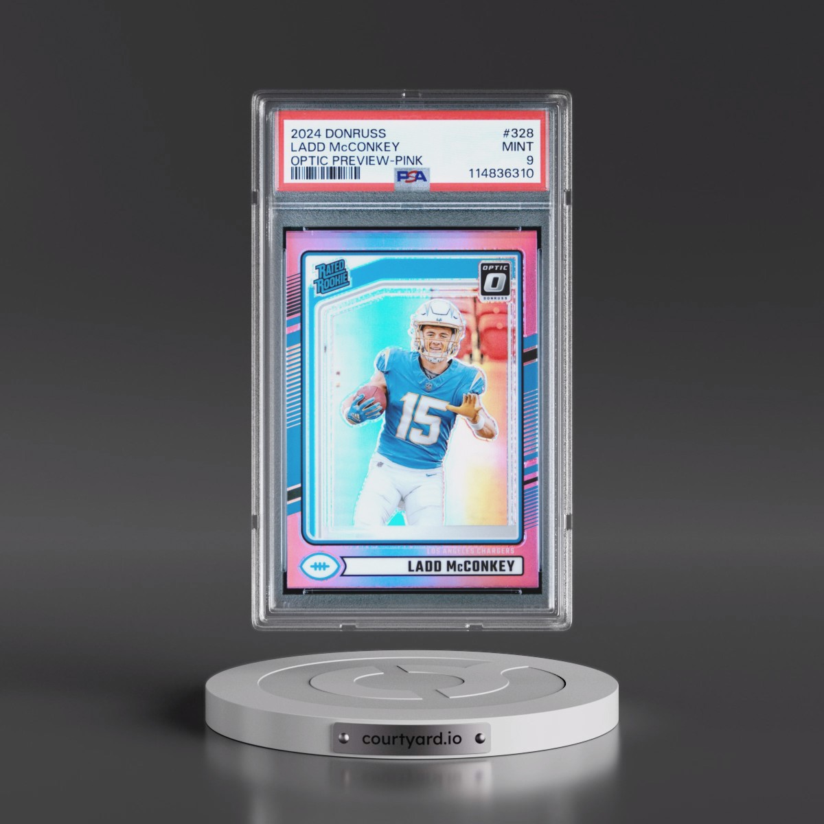 2024 Panini Donruss #328 Ladd McConkey - Optic Preview-Pink (PSA 9 MINT)