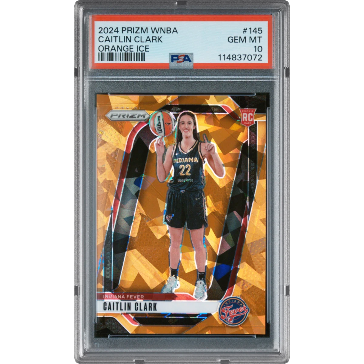2024 Panini Prizm WNBA #145 Caitlin Clark - Orange Ice (PSA 10 GEM MINT)
