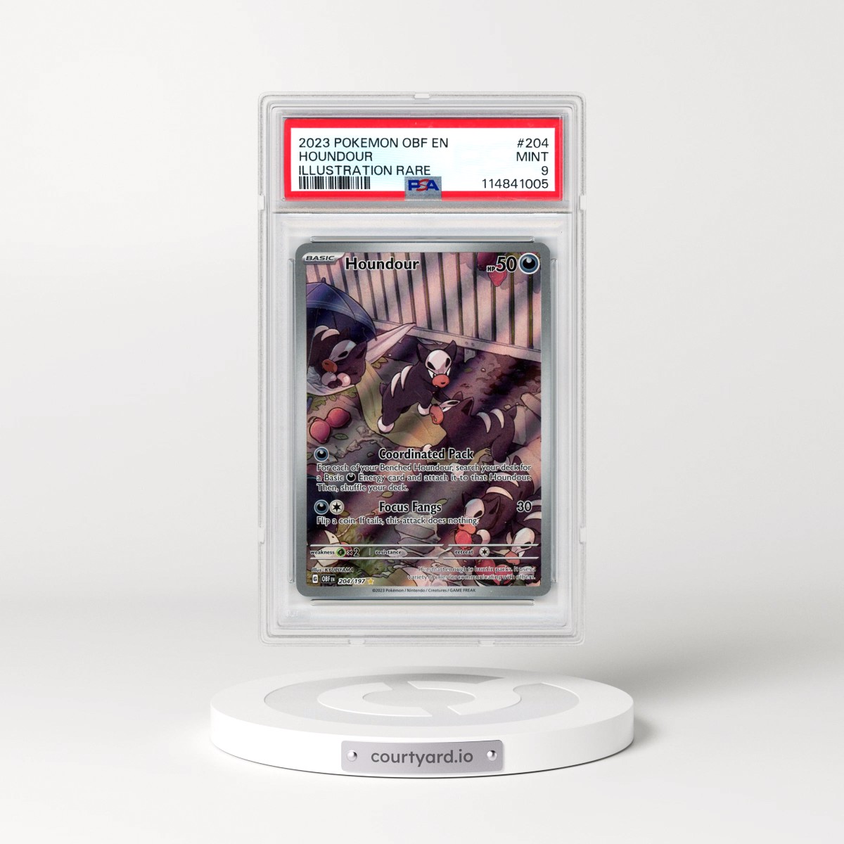 2023 Pokémon Obf EN-Obsidian Flames #204 Houndour - Illustration Rare (PSA 9 MINT)