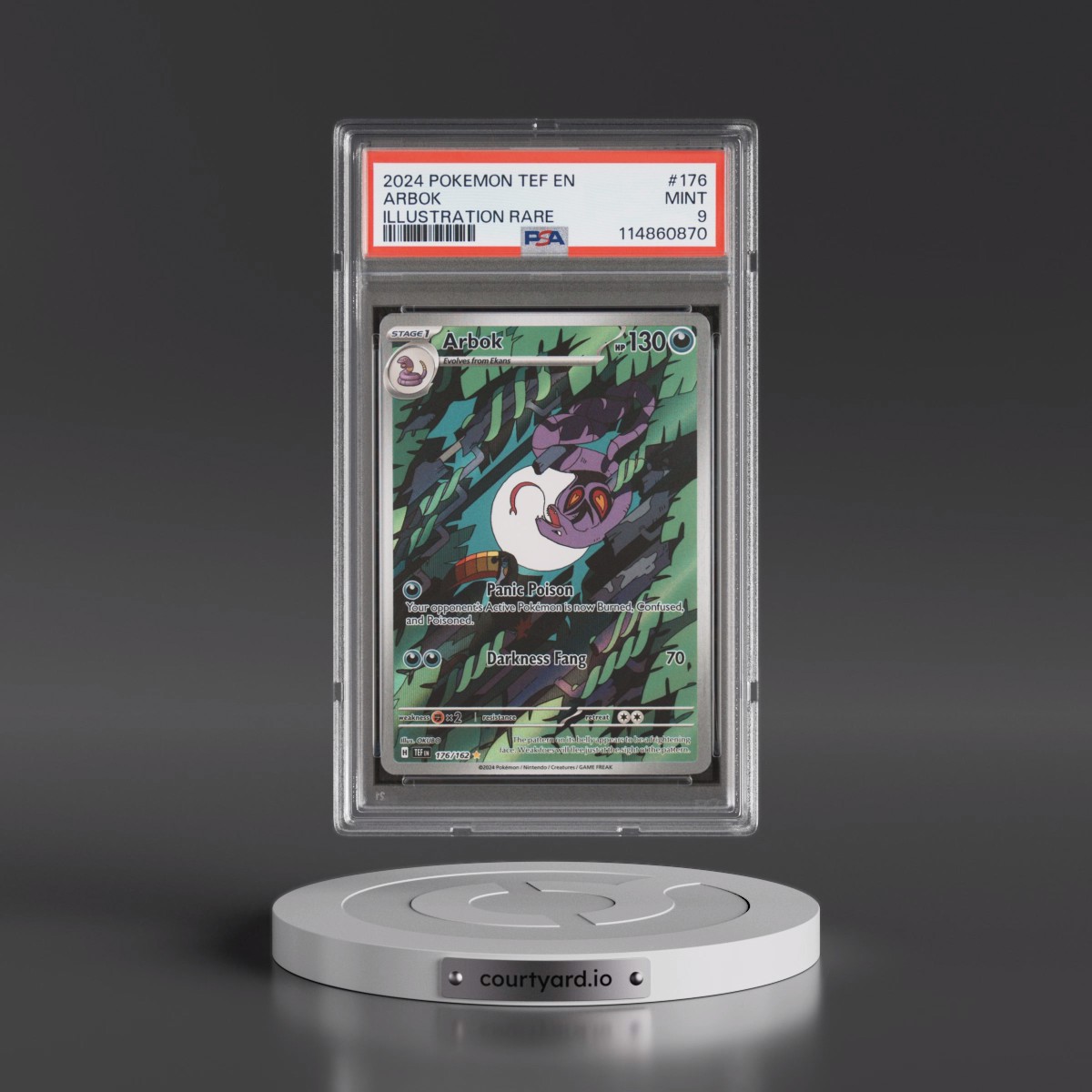 2024 Pokémon Tef EN-Temporal Forces #176 Arbok - Illustration Rare (PSA 9 MINT)