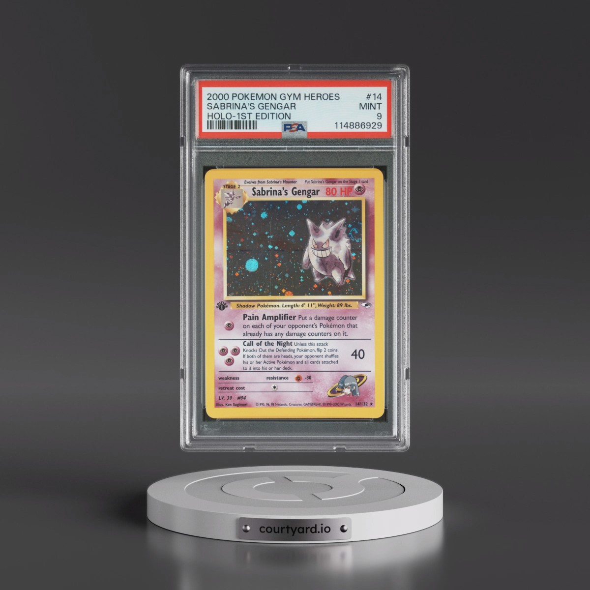 2000 Pokémon Gym Heroes #14 Sabrina's Gengar - 1st Edition Holo (PSA 9 MINT)