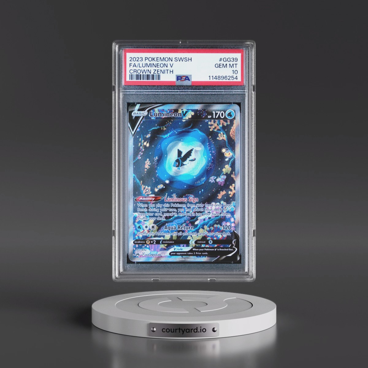 2023 Pokémon Sword and Shield Crown Zenith #GG39 Lumineon V - Holo Full Art (PSA 10 GEM MINT)