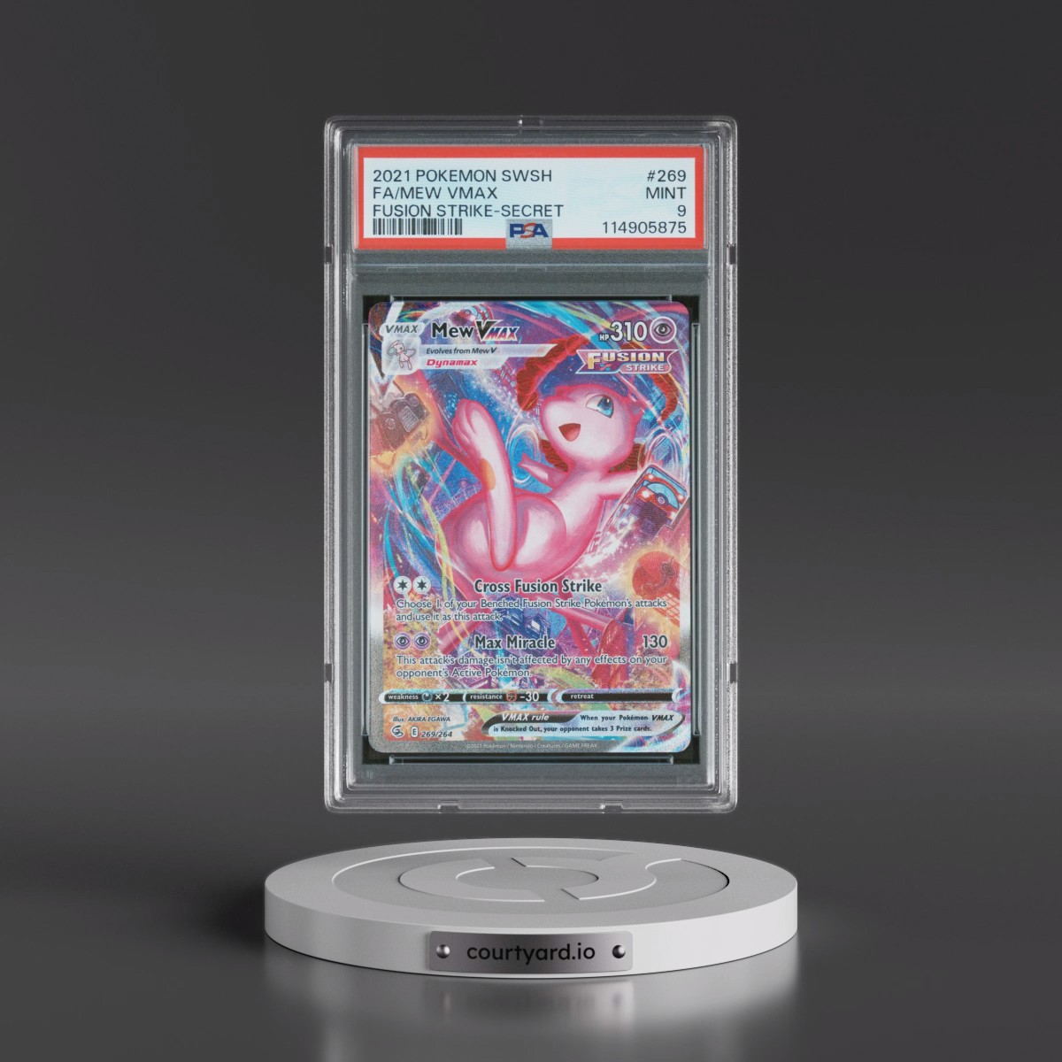 2021 Pokémon Sword & Shield Fusion Strike #269 Mew Vmax - Full Art Secret (PSA 9 MINT)