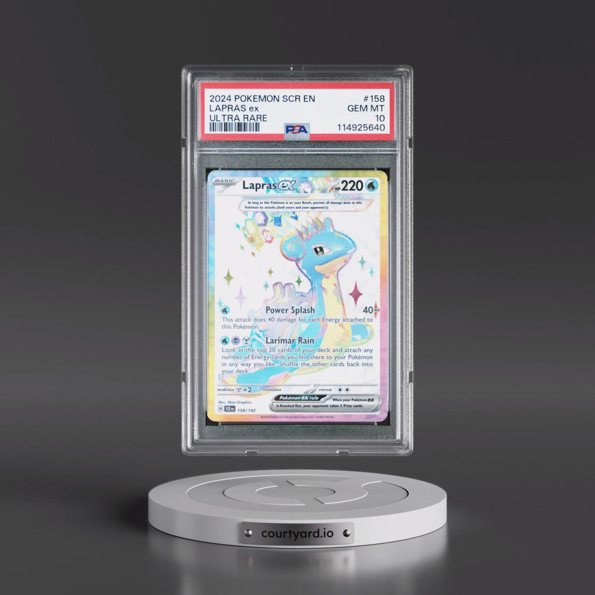 2024 Pokémon Scr EN-Stellar Crown #158 Lapras EX - Holo Ultra Rare (PSA 10 GEM MINT)