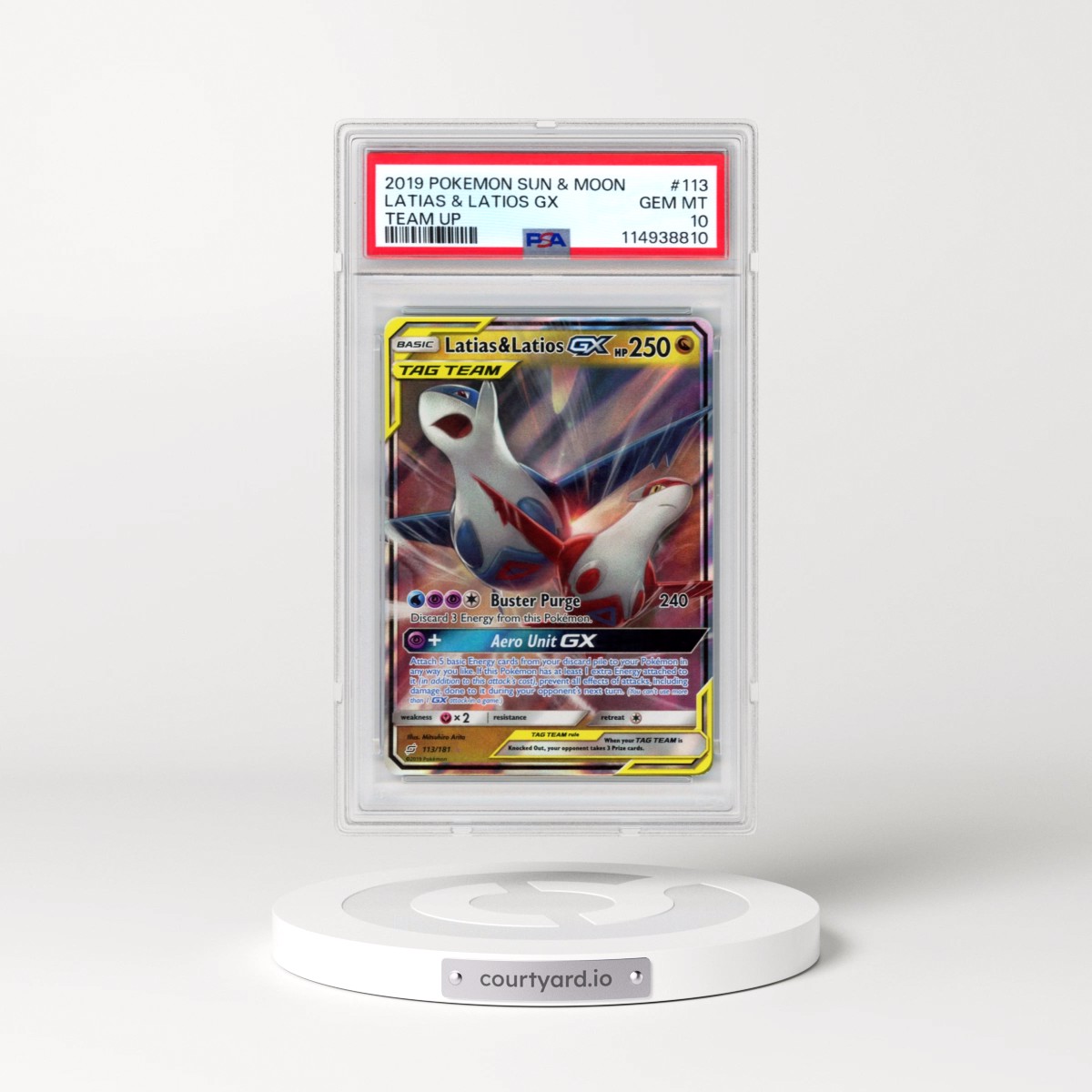 2019 Pokémon Sun & Moon Team Up #113 Latias & Latios GX - Holo (PSA 10 GEM MINT)