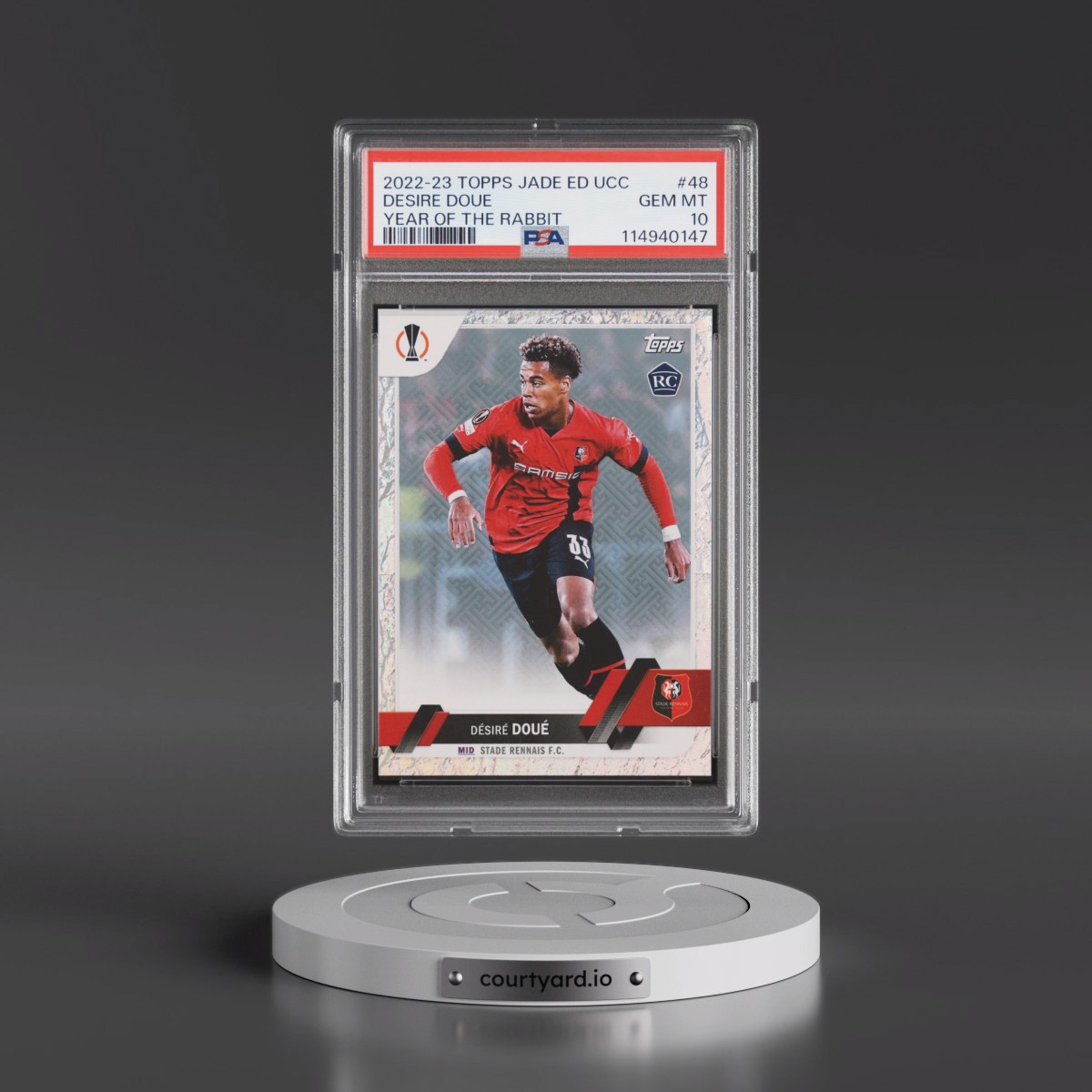 2022 Topps Jade Edition UEFA Club Competitions #48 Desire Doue - Year of the Rabbit (PSA 10 GEM MINT) - Photo