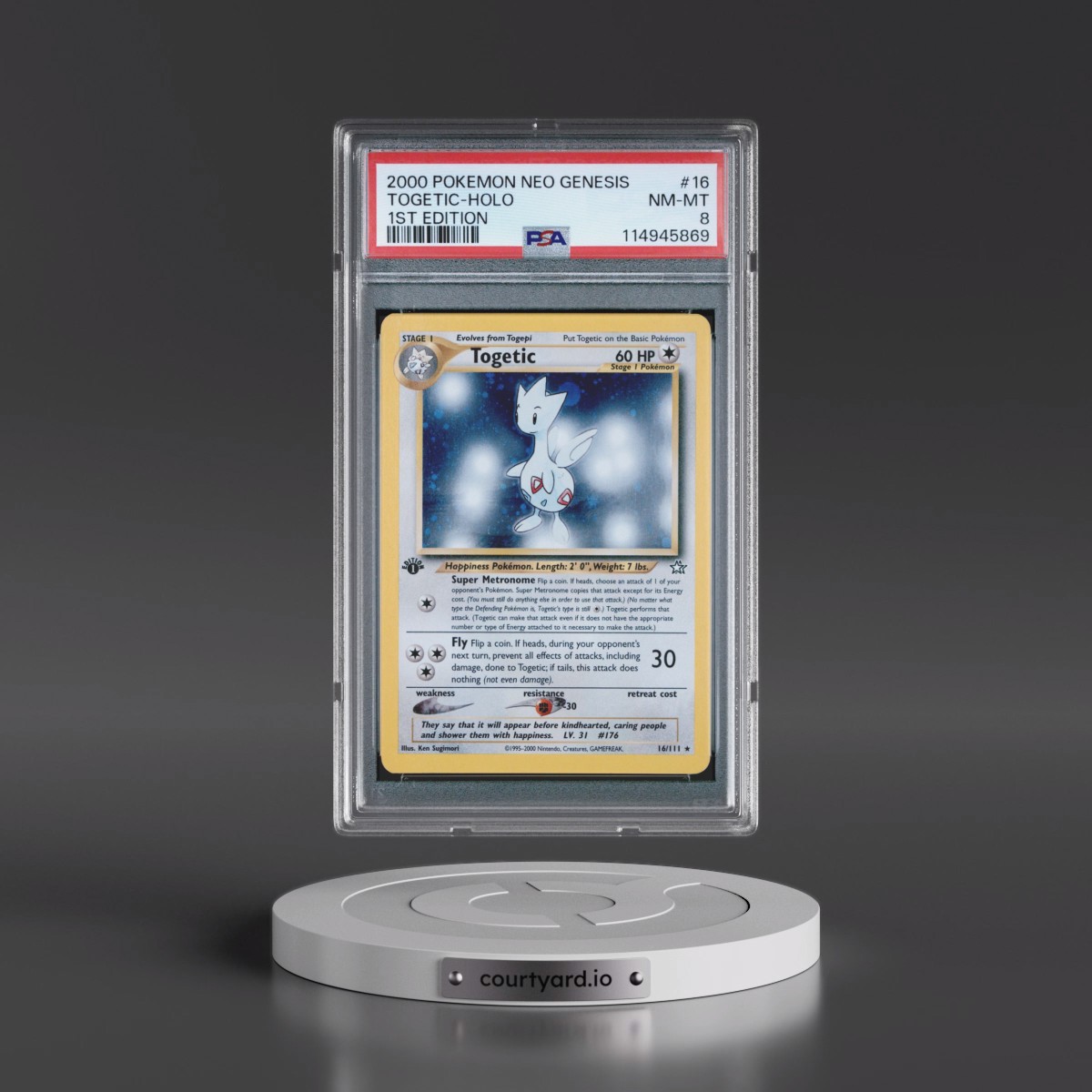 2000 Pokémon Neo Genesis #16 Togetic - 1st Edition Holo (PSA 8 NM-MT)