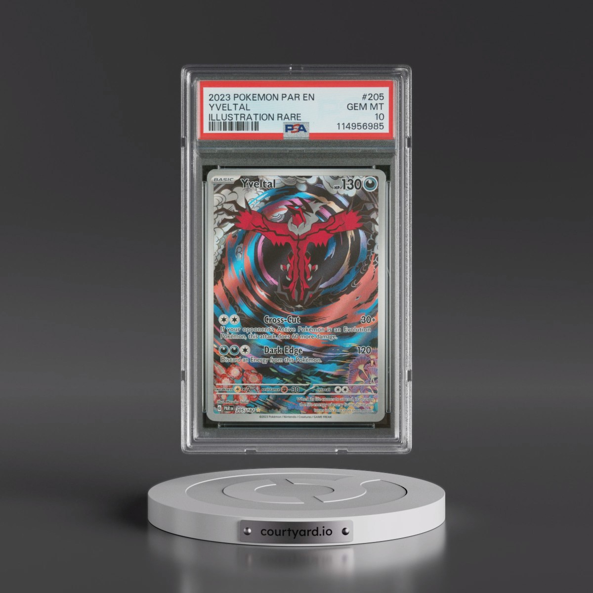 2023 Pokémon Par EN-Paradox Rift #205 Yveltal - Illustration Rare (PSA 10 GEM MINT)
