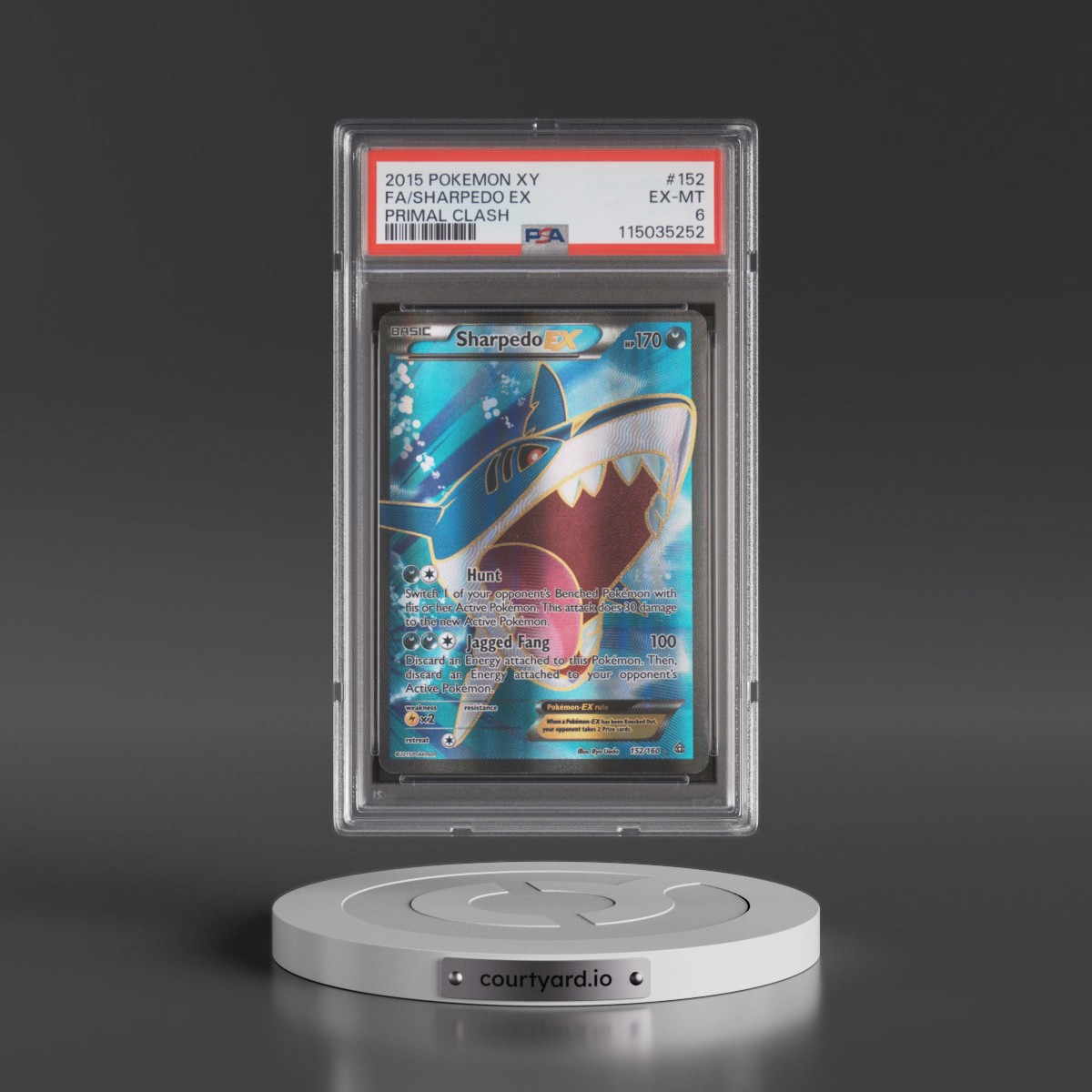 2015 Pokémon XY Primal Clash #152 Sharpedo EX - Holo Full Art (PSA 6 EX-MT)