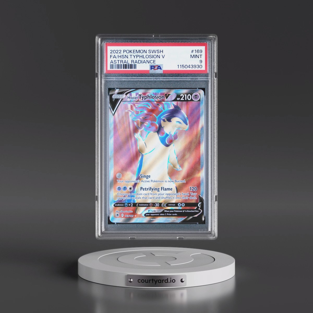 2022 Pokémon Sword & Shield Astral Radiance #169 Hisuian Typhlosion V - Holo Full Art (PSA 9 MINT)