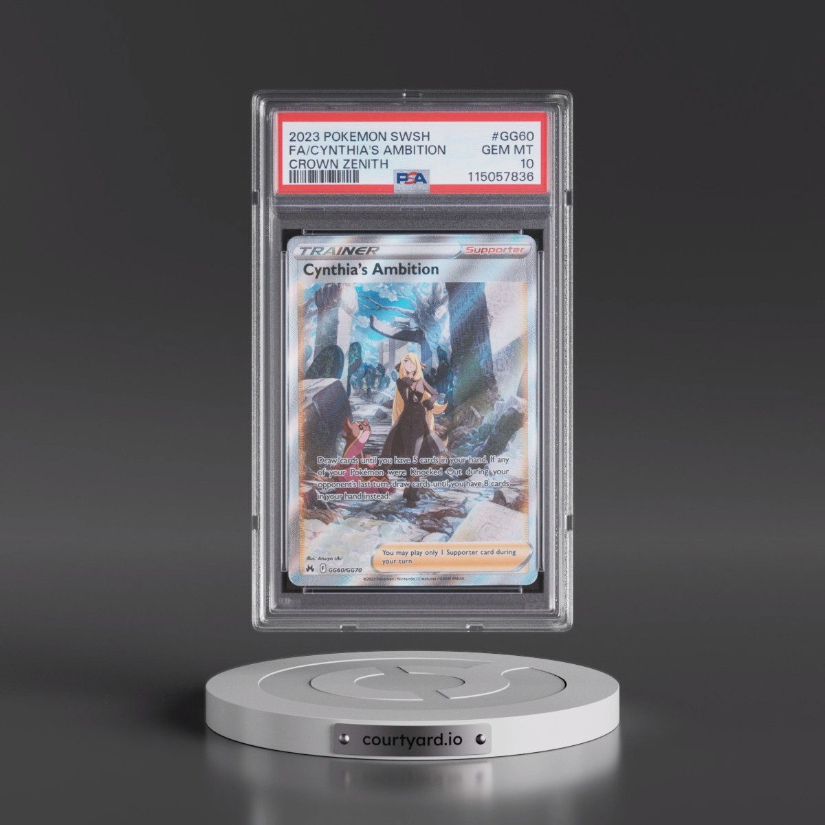 2023 Pokémon Sword and Shield Crown Zenith #GG60 Cynthia's Ambition - Full Art (PSA 10 GEM MINT)