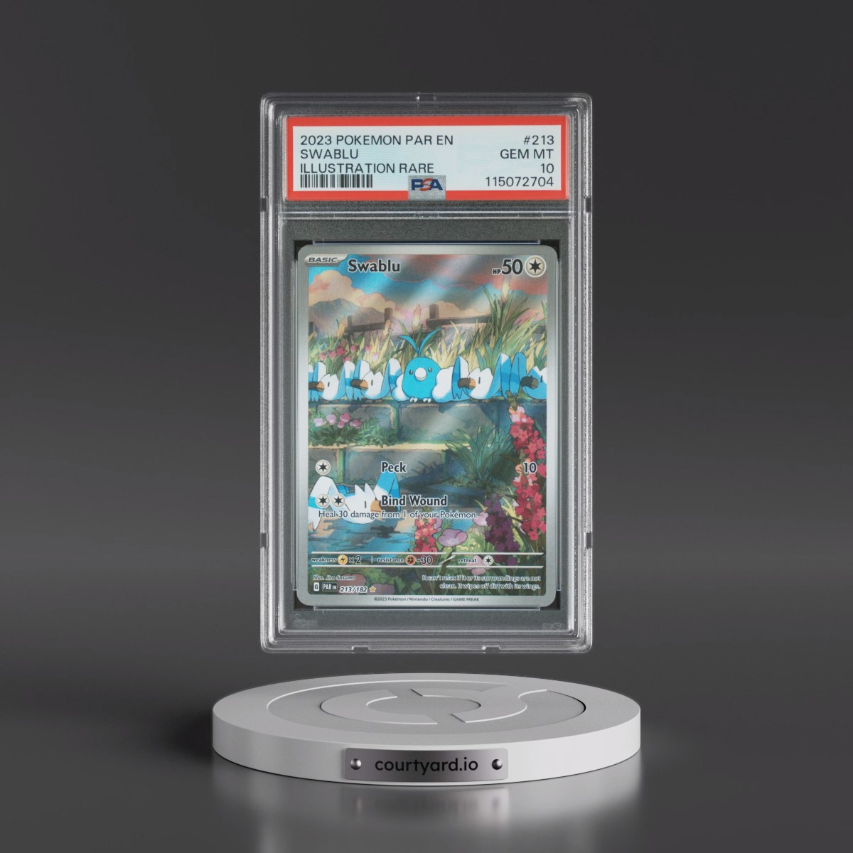 2023 Pokémon Par EN-Paradox Rift #213 Swablu - Illustration Rare (PSA 10 GEM MINT)