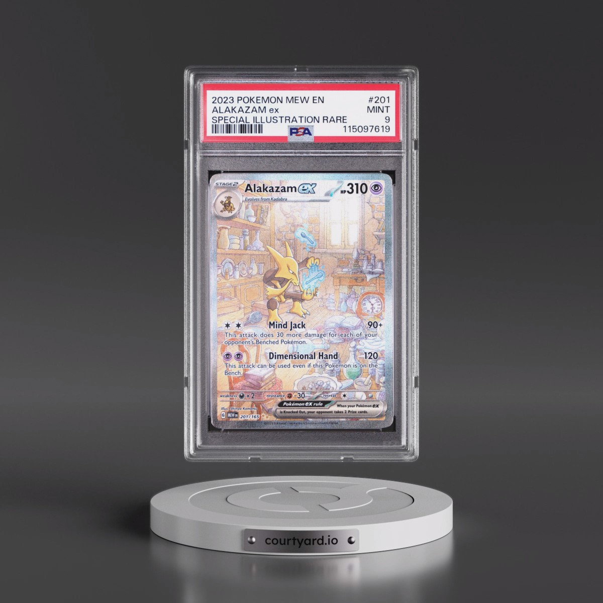 2023 Pokémon Mew EN-151 #201 Alakazam EX - Holo Special Illustration Rare (PSA 9 MINT)