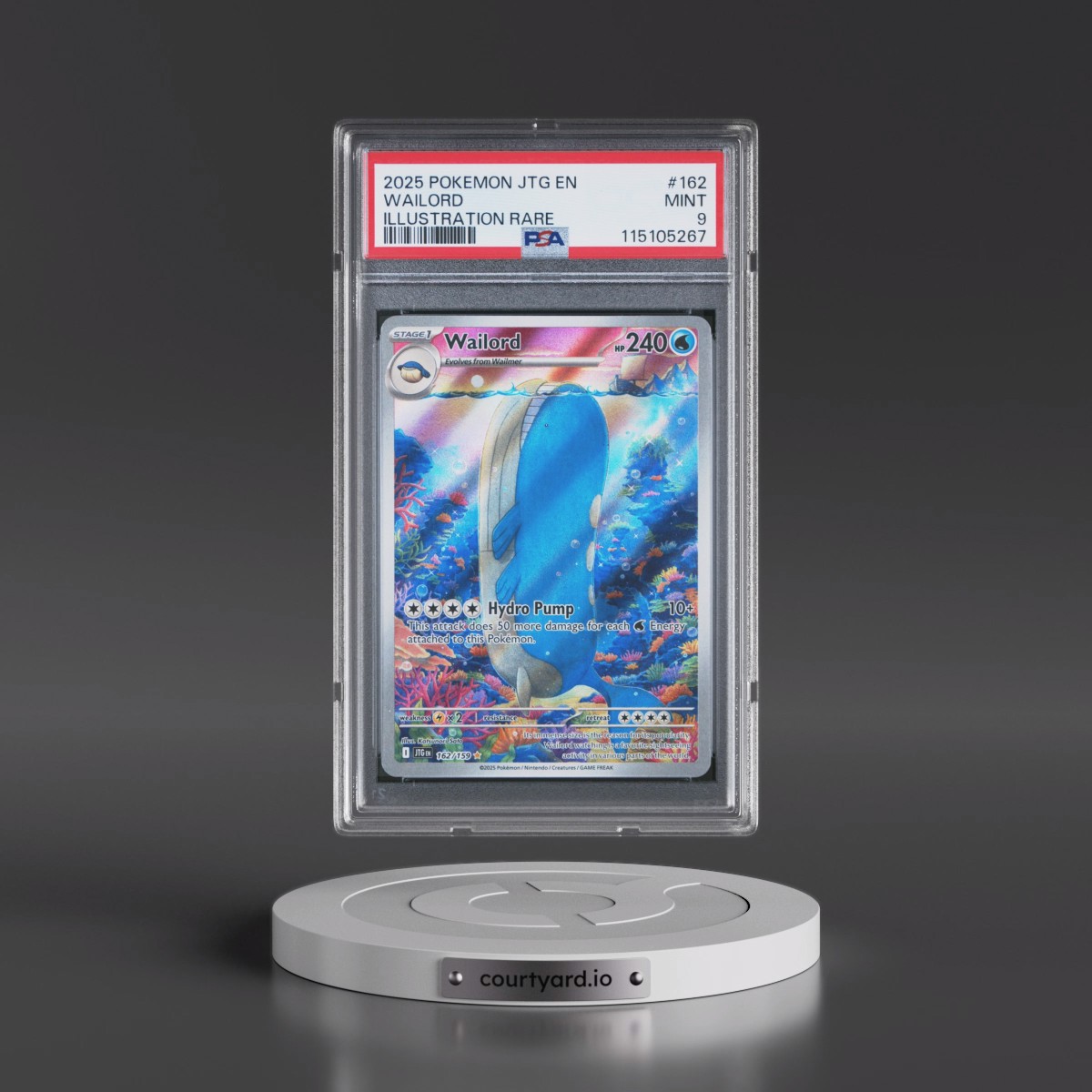 2025 Pokémon Jtg EN-Journey Together #162 Wailord - Illustration Rare (PSA 9 MINT)