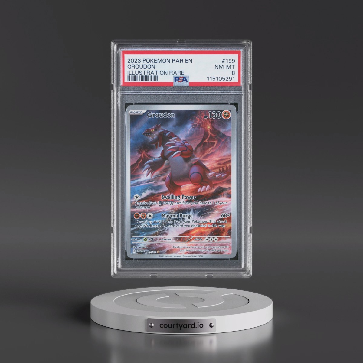 2023 Pokémon Par EN-Paradox Rift #199 Groudon - Illustration Rare (PSA 8 NM-MT)