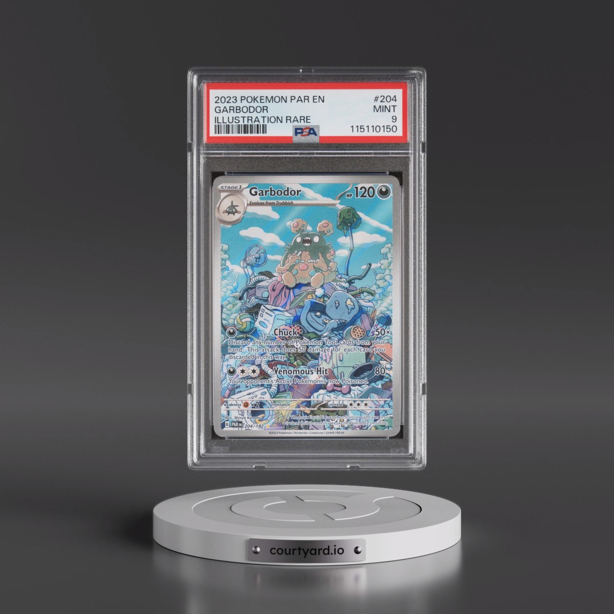 2023 Pokémon Par EN-Paradox Rift #204 Garbodor - Illustration Rare (PSA 9 MINT)