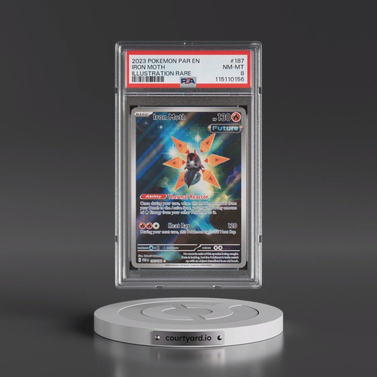 2023 Pokémon Par EN-Paradox Rift #187 Iron Moth - Illustration Rare (PSA 8 NM-MT)