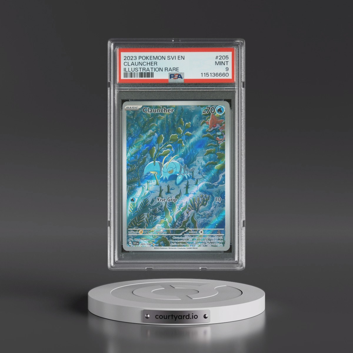 2023 Pokémon Svi EN-Scarlet & Violet #205 Clauncher - Illustration Rare (PSA 9 MINT)