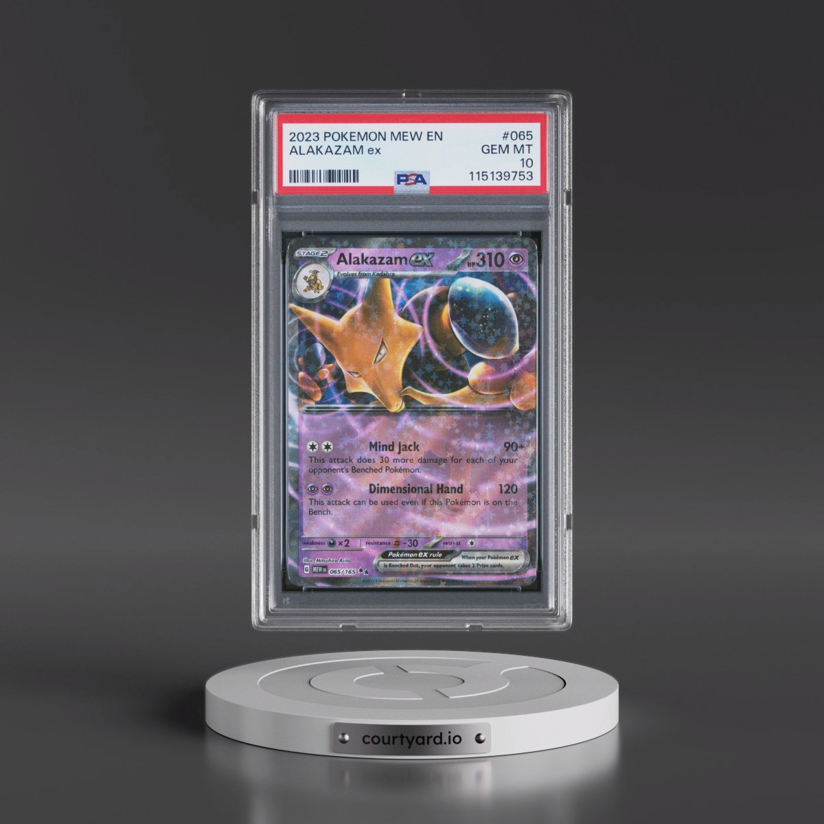 2023 Pokémon Mew EN-151 #065 Alakazam EX - Holo (PSA 10 GEM MINT)