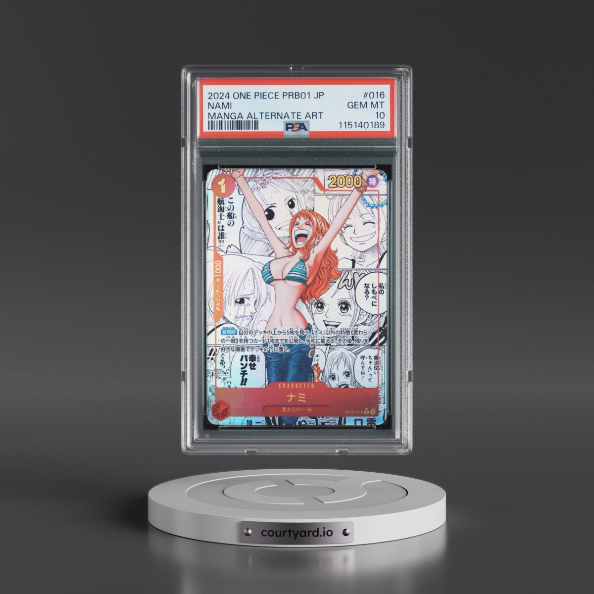 2024 One Piece Japanese Premium Booster -One Piece Card the Best #016 Nami - Manga Alternate Art (PSA 10 GEM MINT)