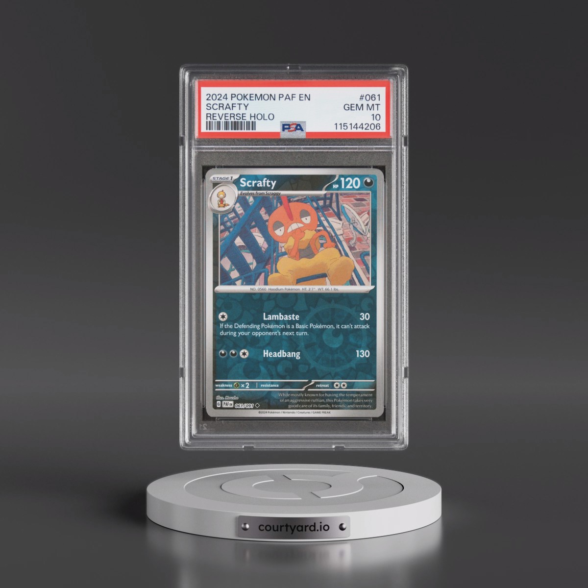 2024 Pokémon Paf EN-Paldean Fates #061 Scrafty - Reverse Holo (PSA 10 GEM MINT)