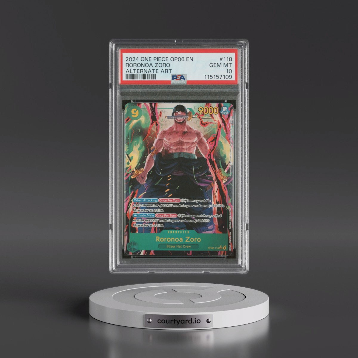 2024 One Piece OP06-Wings of the Captain #118 Roronoa Zoro - Alternate Art (PSA 10 GEM MINT)
