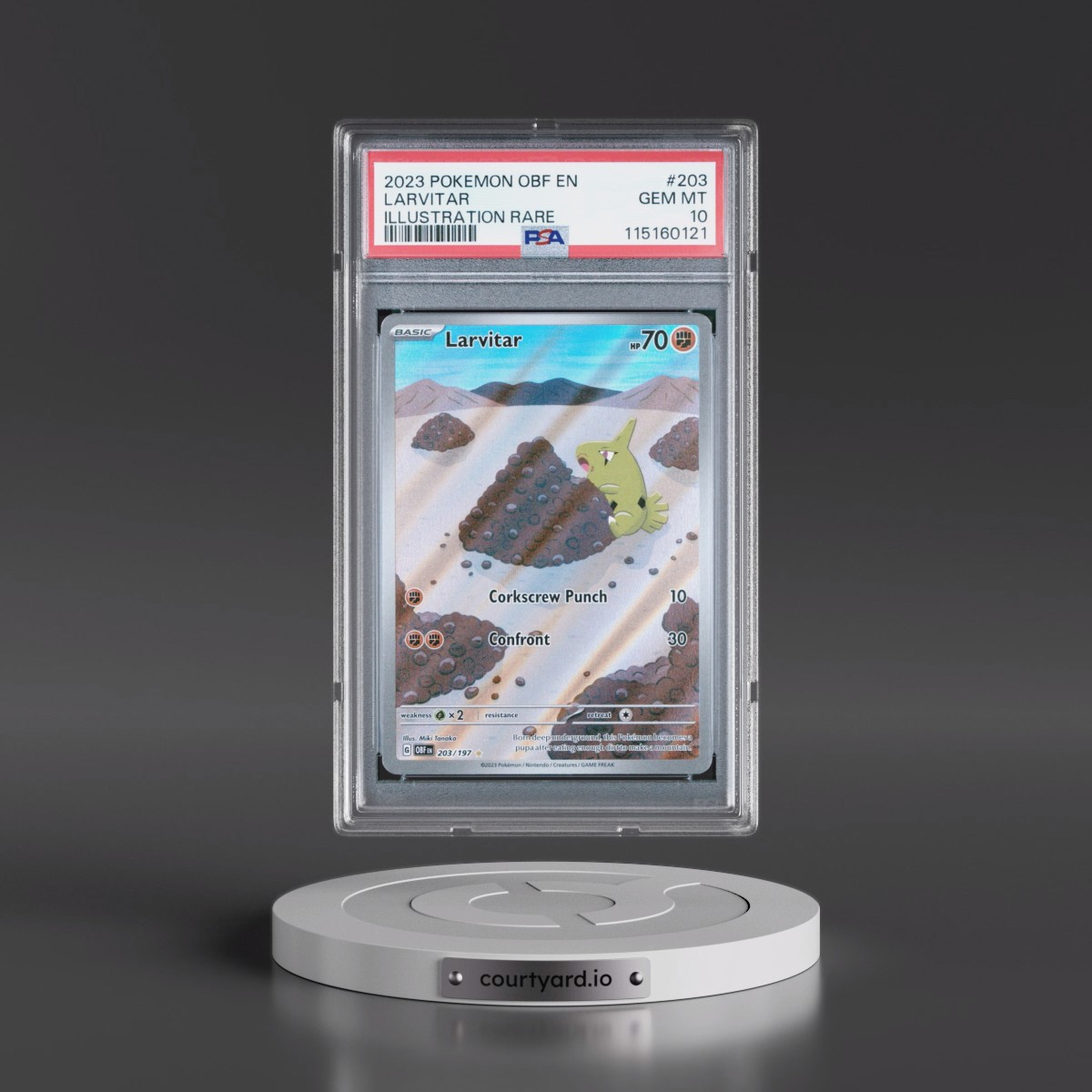 2023 Pokémon Obf EN-Obsidian Flames #203 Larvitar - Illustration Rare (PSA 10 GEM MINT)