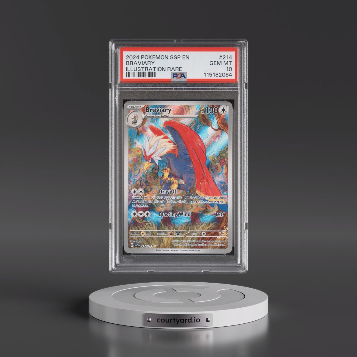 2024 Pokémon Ssp EN-Surging Sparks #214 Braviary - Illustration Rare (PSA 10 GEM MINT)