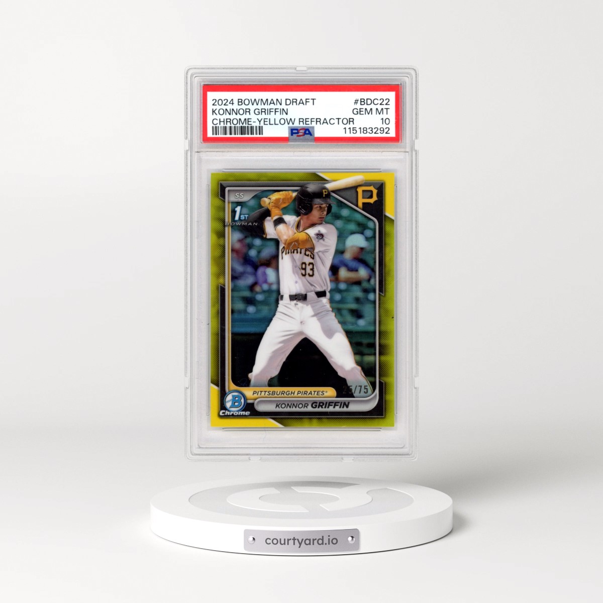 2024 Bowman Draft #BDC22 Konnor Griffin - Chrome-Yellow Refractor (PSA 10 GEM MINT)