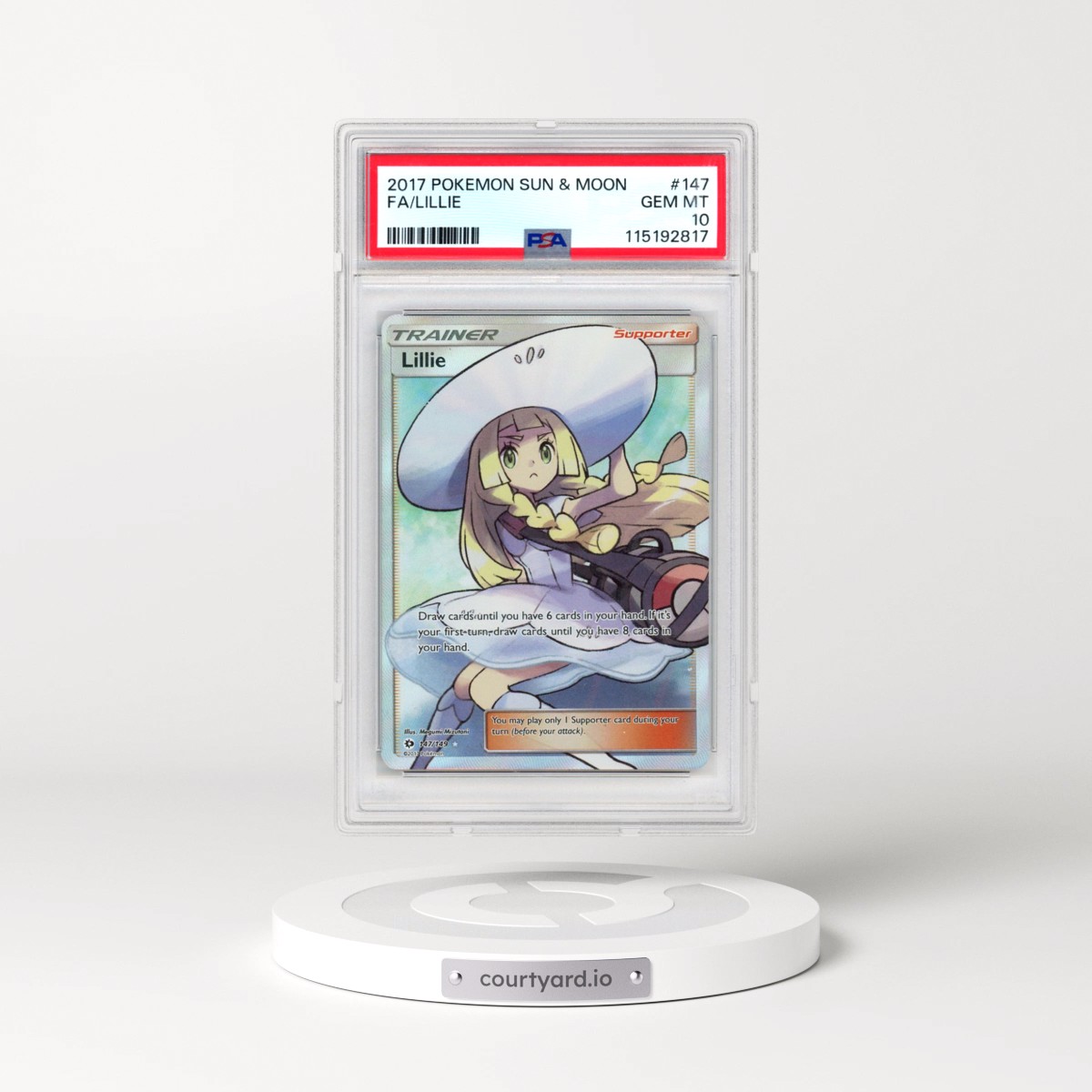 2017 Pokémon Sun & Moon #147 Lillie - Full Art (PSA 10 GEM MINT)