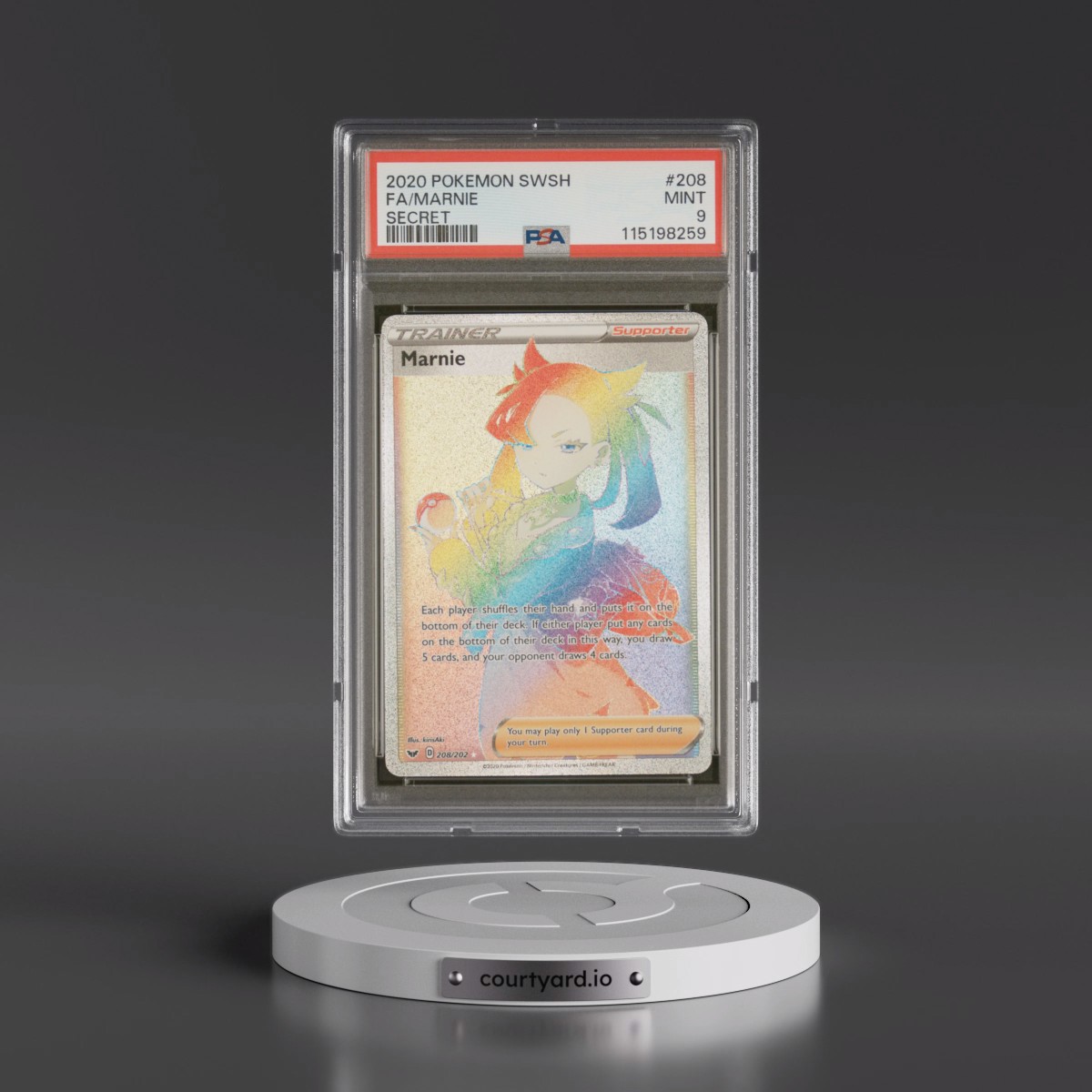 2020 Pokémon Sword & Shield #208 Marnie - Full Art Secret (PSA 9 MINT)