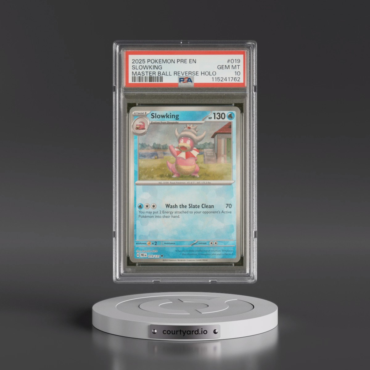 2025 Pokémon Pre EN-Prismatic Evolutions #019 Slowking - Reverse Holo Master Ball (PSA 10 GEM MINT)