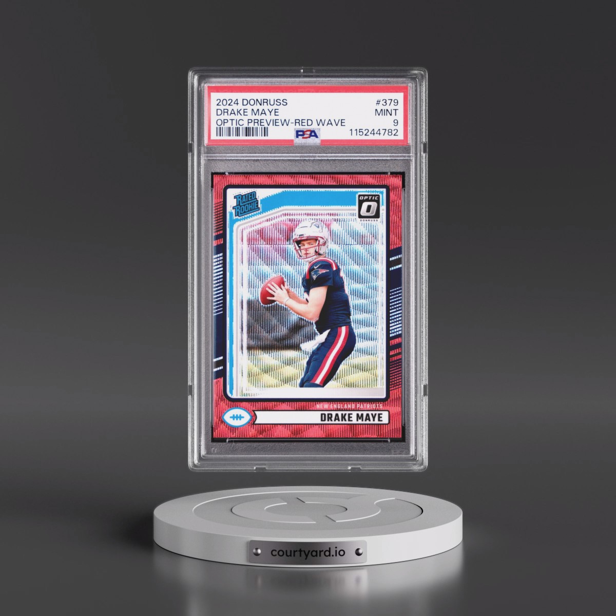 2024 Panini Donruss #379 Drake Maye - Optic Preview-Red Wave (PSA 9 MINT)